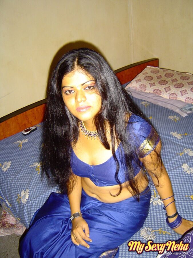 Free porn pics of Sexy Indian Girl In Blue Sari 8 of 15 pics
