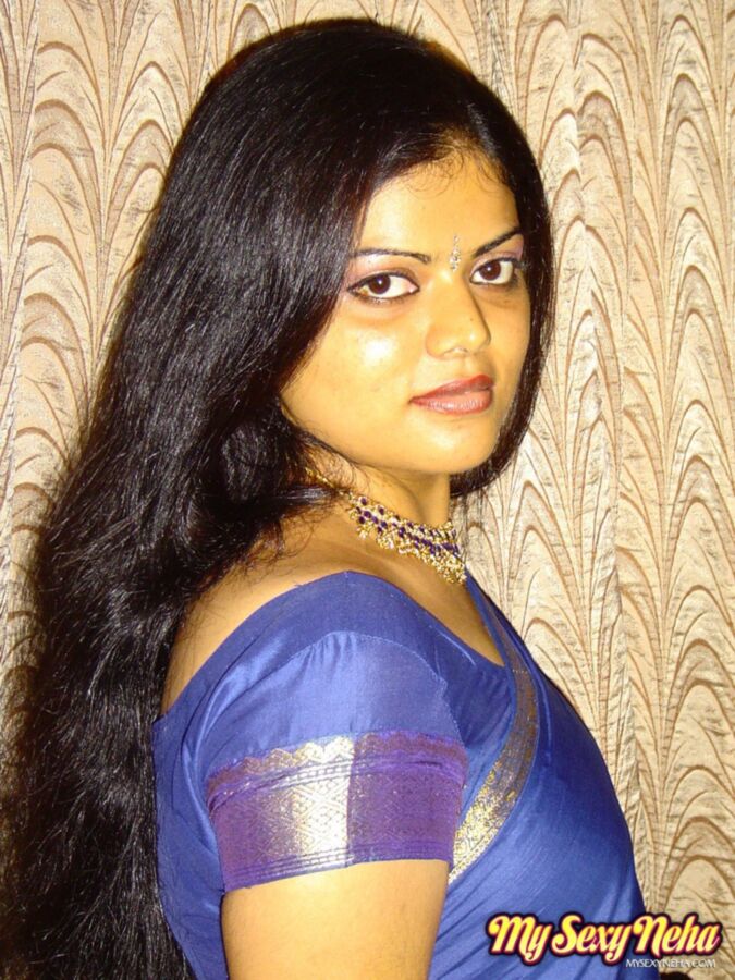 Free porn pics of Sexy Indian Girl In Blue Sari 4 of 15 pics