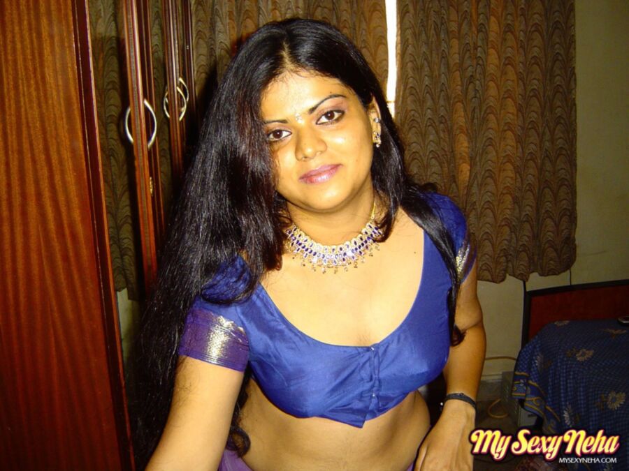 Free porn pics of Sexy Indian Girl In Blue Sari 11 of 15 pics