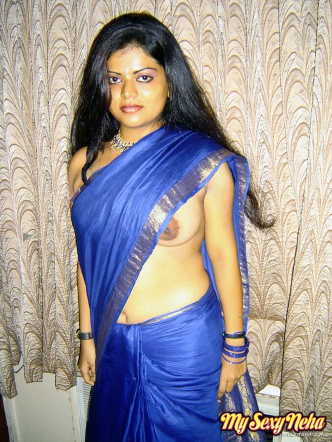 Free porn pics of Sexy Indian Girl In Blue Sari 14 of 15 pics