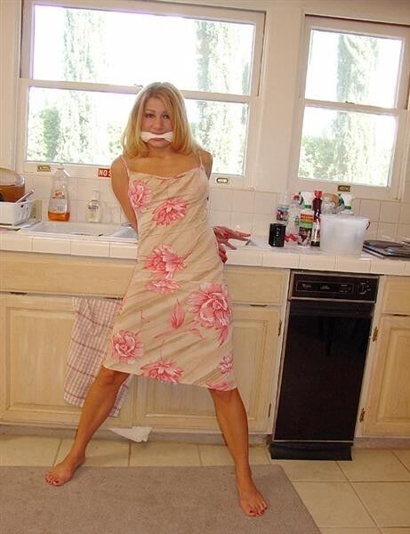 Free porn pics of Housewife in floral slip tied by intruder 12 of 69 pics