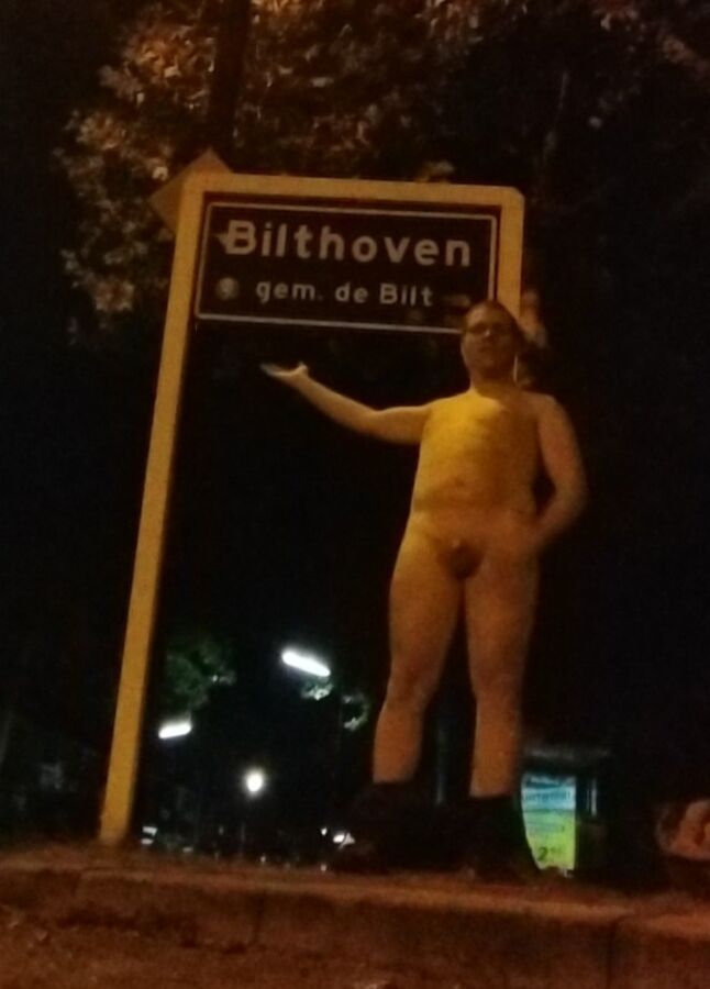 Free porn pics of Robert Hendriksen naked in front of town sign of Bilthoven 2 of 3 pics