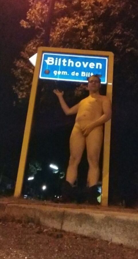Free porn pics of Robert Hendriksen naked in front of town sign of Bilthoven 3 of 3 pics