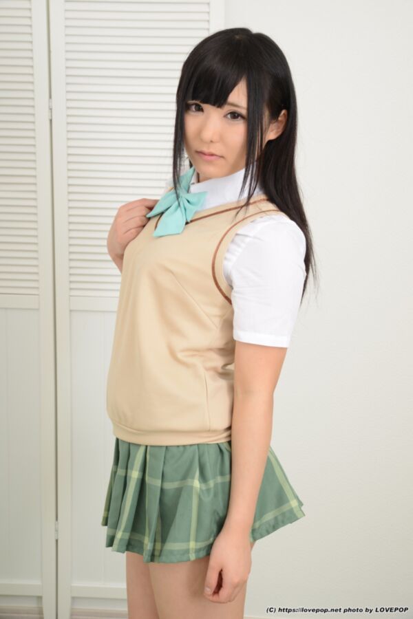 Free porn pics of Azuki Azuki - tiny panties under short green skirt 5 of 80 pics