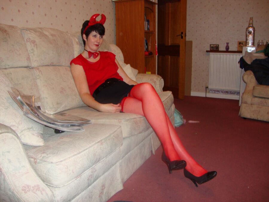 Free porn pics of Young - Amateur - Sweet Brit Wife in Red Stockings - NN 5 of 8 pics