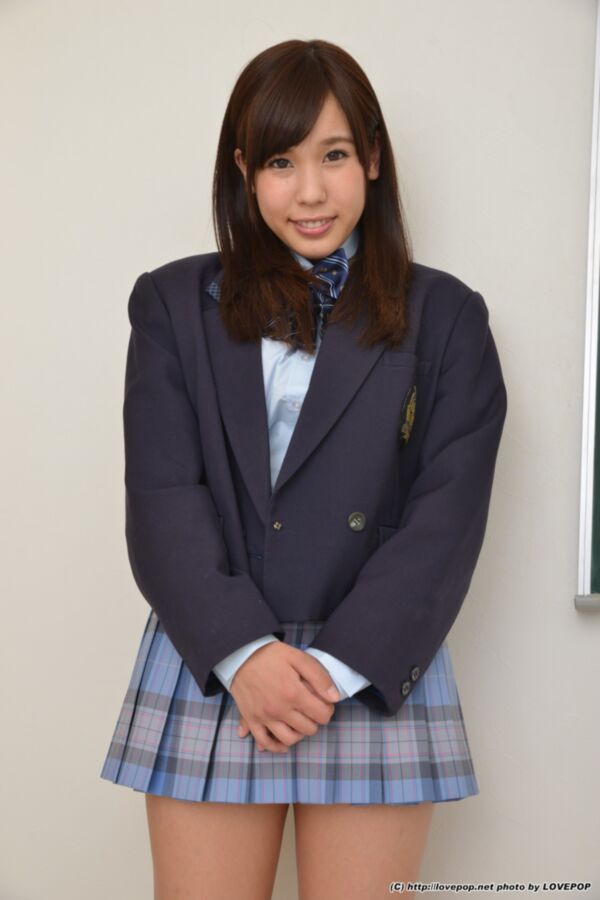 Free porn pics of Ruru Aizawa - blue plaid skirt schoolgirl pantie tease 2 of 122 pics