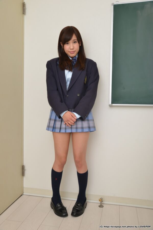 Free porn pics of Ruru Aizawa - blue plaid skirt schoolgirl pantie tease 1 of 122 pics