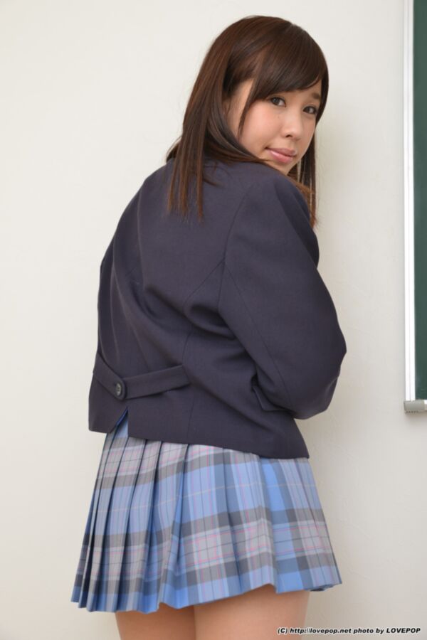 Free porn pics of Ruru Aizawa - blue plaid skirt schoolgirl pantie tease 6 of 122 pics