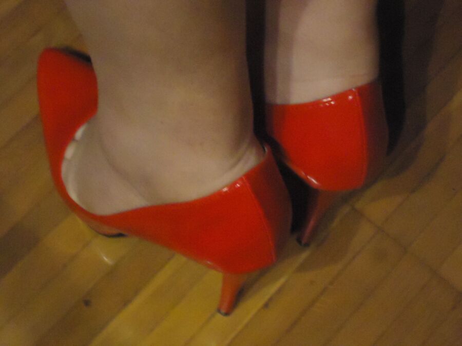 Free porn pics of Red heels and flashing 2 of 32 pics