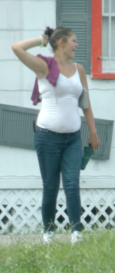 Free porn pics of Super hot big belly streetwalker slut in TIGHT SHIRT BBW 8 of 21 pics