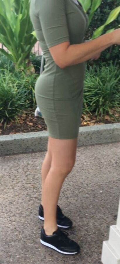 Free porn pics of Sexy Fit Candid Milf in Tight Green Dress 6 of 16 pics