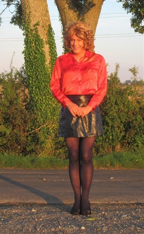 Free porn pics of Nicola in Red Blouse & Black PVC Skirt 3 of 19 pics