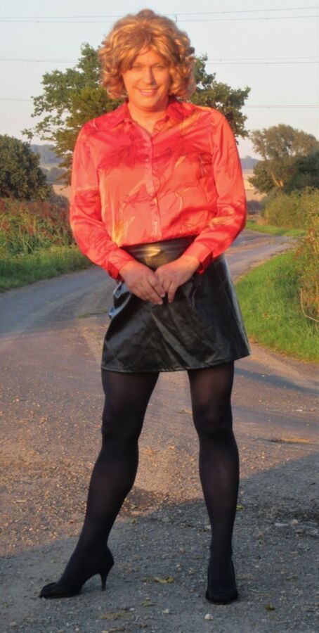 Free porn pics of Nicola in Red Blouse & Black PVC Skirt 16 of 19 pics