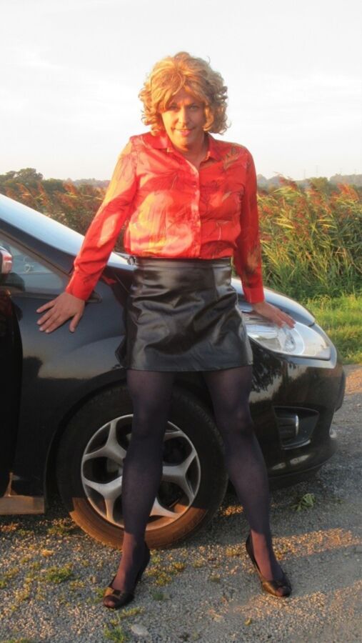 Free porn pics of Nicola in Red Blouse & Black PVC Skirt 18 of 19 pics