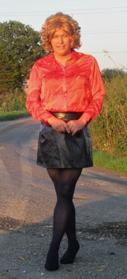 Free porn pics of Nicola in Red Blouse & Black PVC Skirt 14 of 19 pics