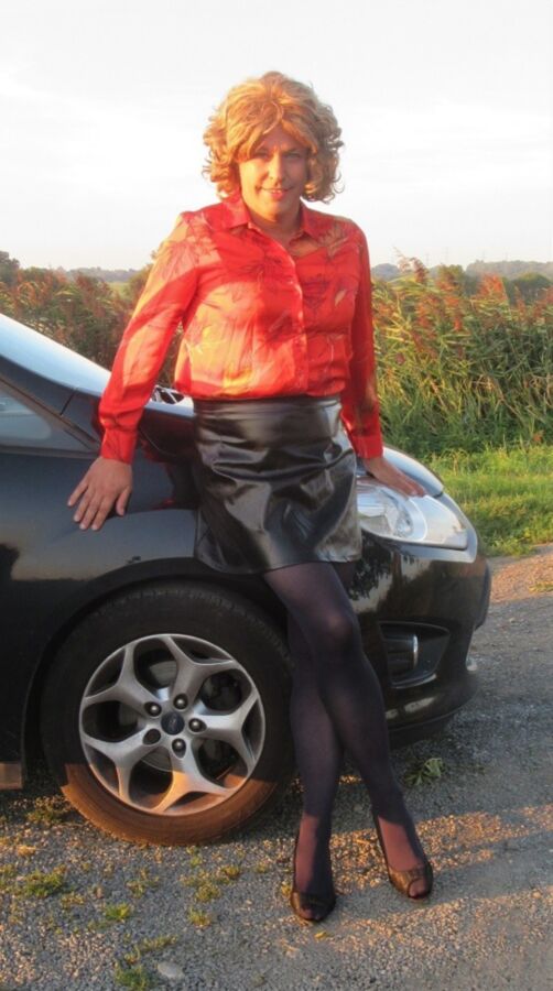 Free porn pics of Nicola in Red Blouse & Black PVC Skirt 17 of 19 pics