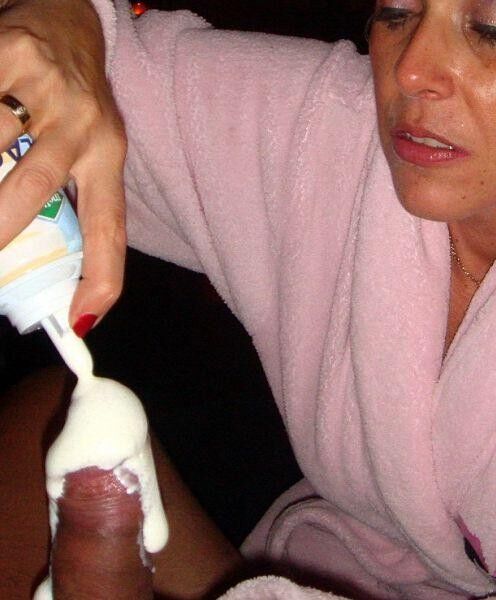 Free porn pics of Mature Blonde Whip Cream Cocksucker 1 of 6 pics