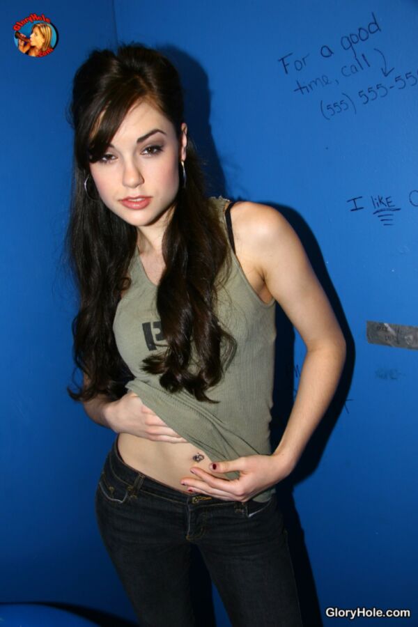 Free porn pics of Sasha Grey going to work in a glory hole 9 of 157 pics