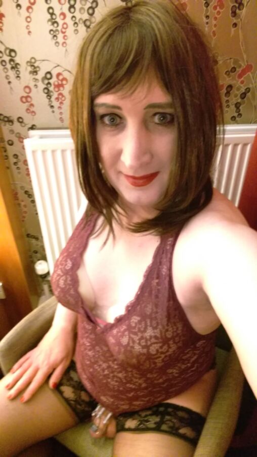 Free porn pics of Crossdresser in Crotchless Body and Chastity 7 of 10 pics