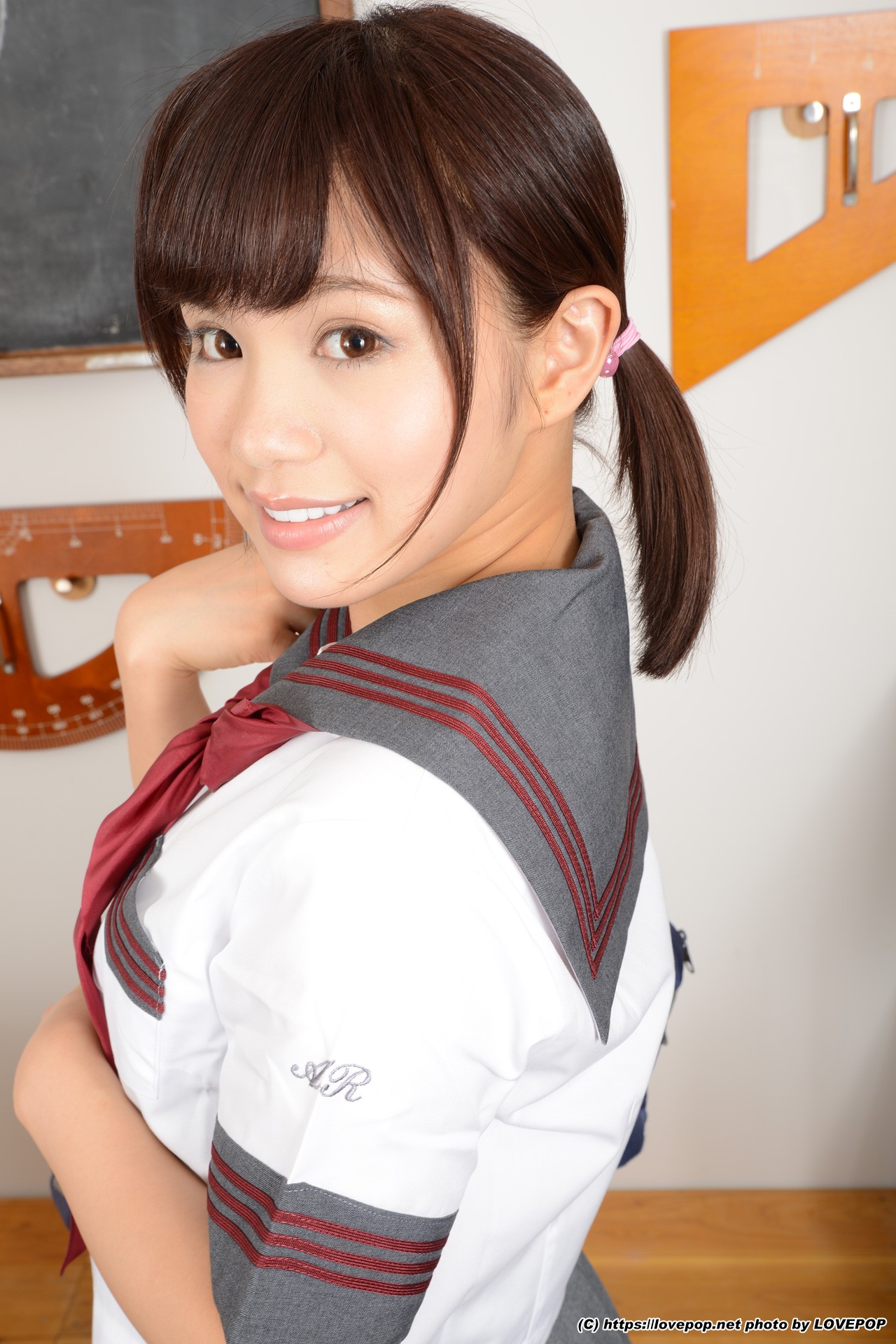 Free porn pics of Cute schoolgirl Akiyoshi Kanon teases the class 10 of 101 pics