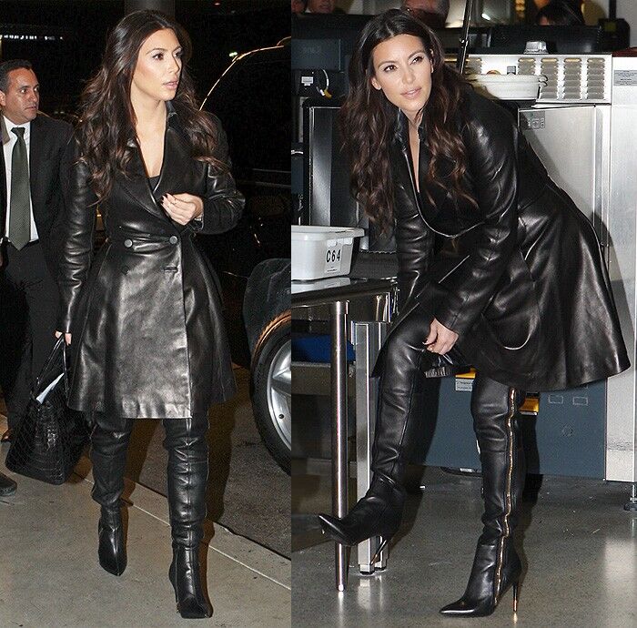 Free porn pics of Kim Kardashian - Black Leather Trench Coat 10 of 10 pics