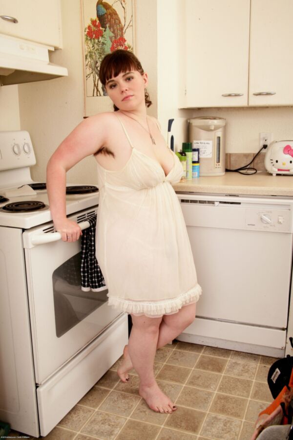 Free porn pics of Chubby Hairy Bianca Stone in the Kitchen 4 of 101 pics