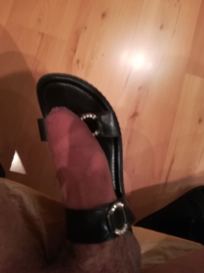 Fuck And Cum Leather Sandal