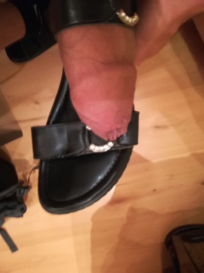 Free porn pics of Fuck and cum leather sandals from my mum 2 of 15 pics