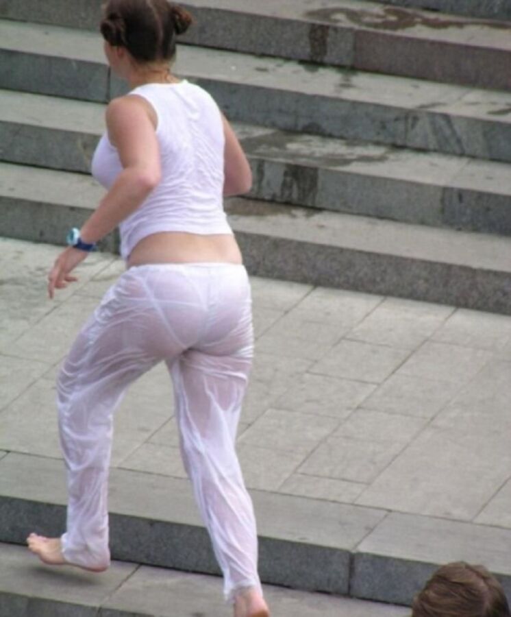 Free porn pics of VPL Candid Transparent White Pants  1 of 160 pics