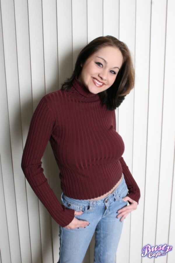 Free porn pics of Chesty Chelsea in a burgundy turtleneck 2 of 70 pics