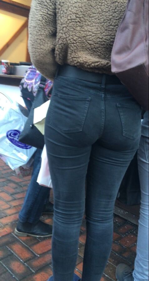 Free porn pics of Tight Grey Jeans Chav Booty 9 of 18 pics