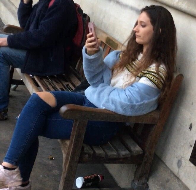 Free porn pics of Cute Teen Sitting on Bench  1 of 7 pics
