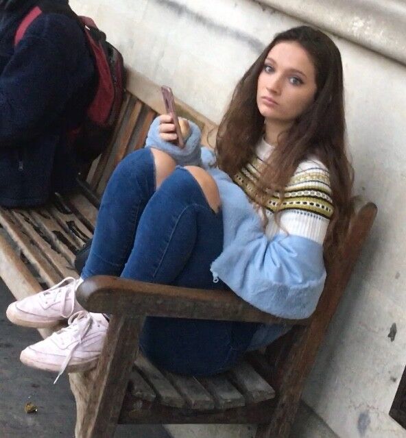 Free porn pics of Cute Teen Sitting on Bench  2 of 7 pics
