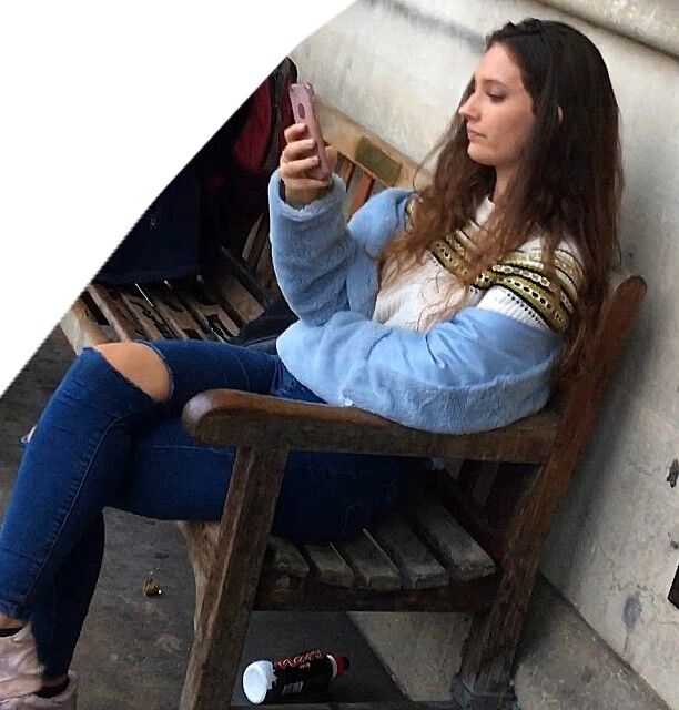 Free porn pics of Cute Teen Sitting on Bench  5 of 7 pics