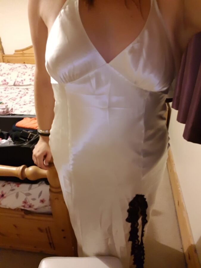 Free porn pics of UK Wife in various long satin nightgowns 14 of 23 pics