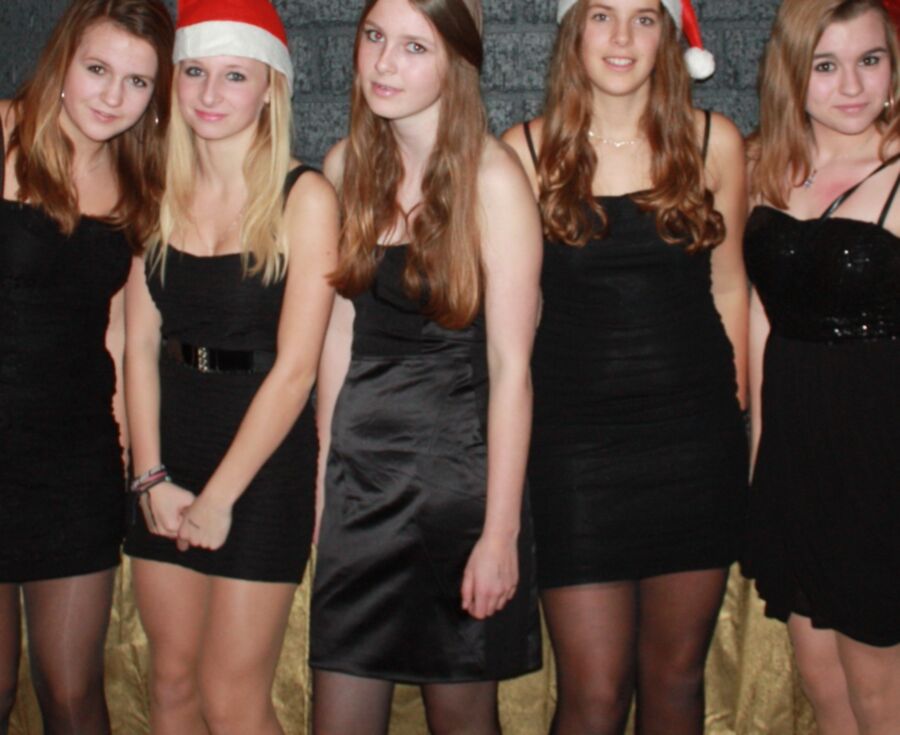 Free porn pics of Fappy Xmas from duets and teams of teens in pantyhose 7 of 14 pics