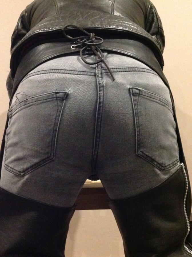 Free porn pics of Jeans and leather chaps 12 of 17 pics