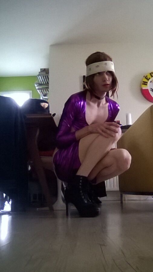 Free porn pics of New purple outfit for dark street. 6 of 10 pics