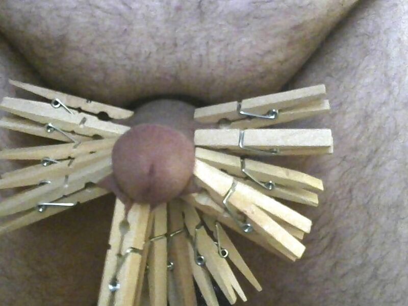 Free porn pics of Cock and ball torture with clothespins  7 of 12 pics