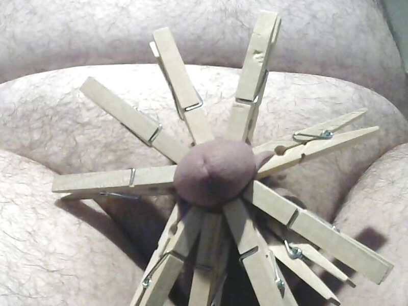 Free porn pics of Cock and ball torture with clothespins  1 of 12 pics