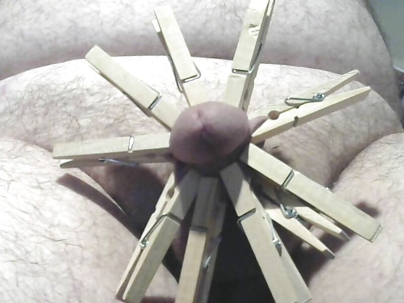 Free porn pics of Cock and ball torture with clothespins  5 of 12 pics