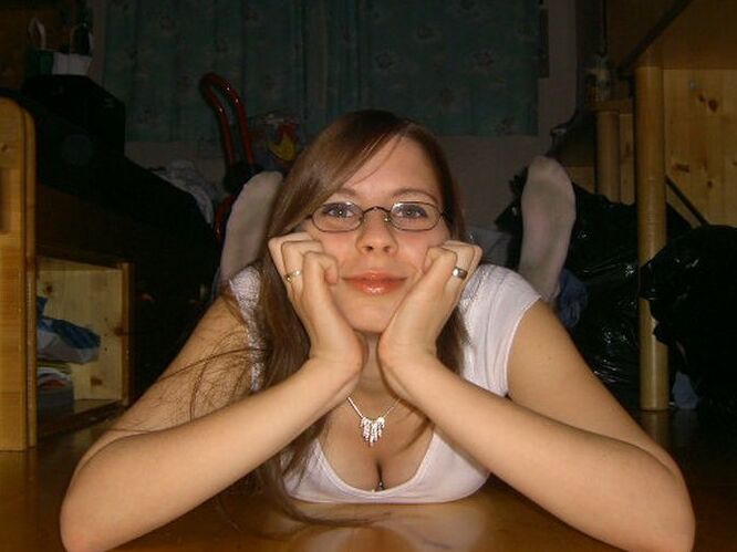 Free porn pics of Nerdy girl with big tits poses 6 of 33 pics