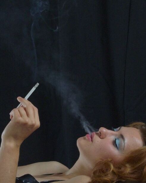 Free porn pics of Smoking Redhead Beauty Blue Eyeshadow 13 of 60 pics