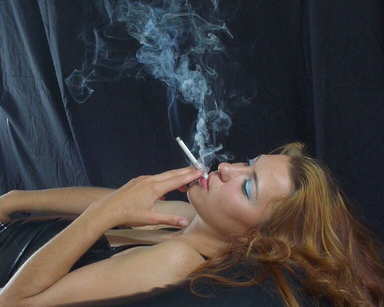 Free porn pics of Smoking Redhead Beauty Blue Eyeshadow 3 of 60 pics
