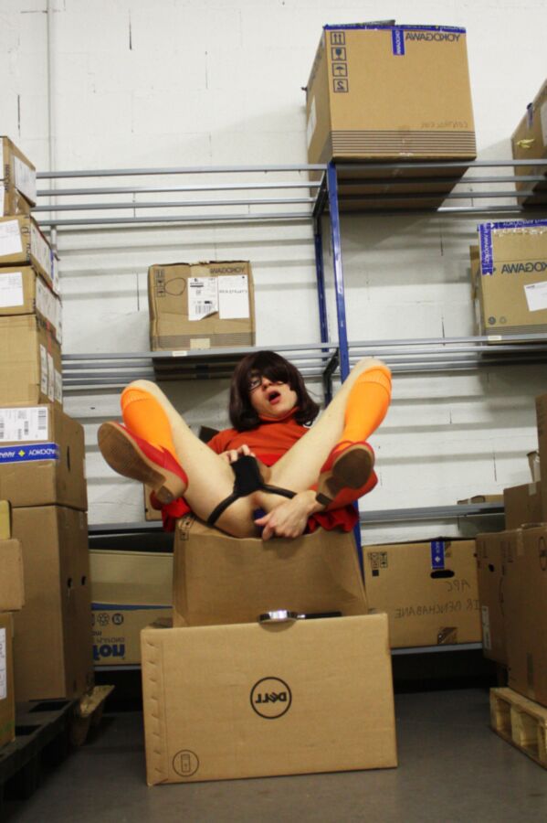 Free porn pics of Cosplay trap Velma in warehouse 9 of 12 pics