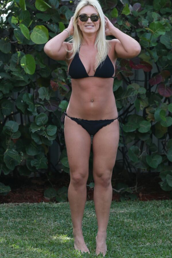 Free porn pics of Brooke Hogan - Busty Babe in Tiny Black Bikini Poolside in Miami 9 of 65 pics