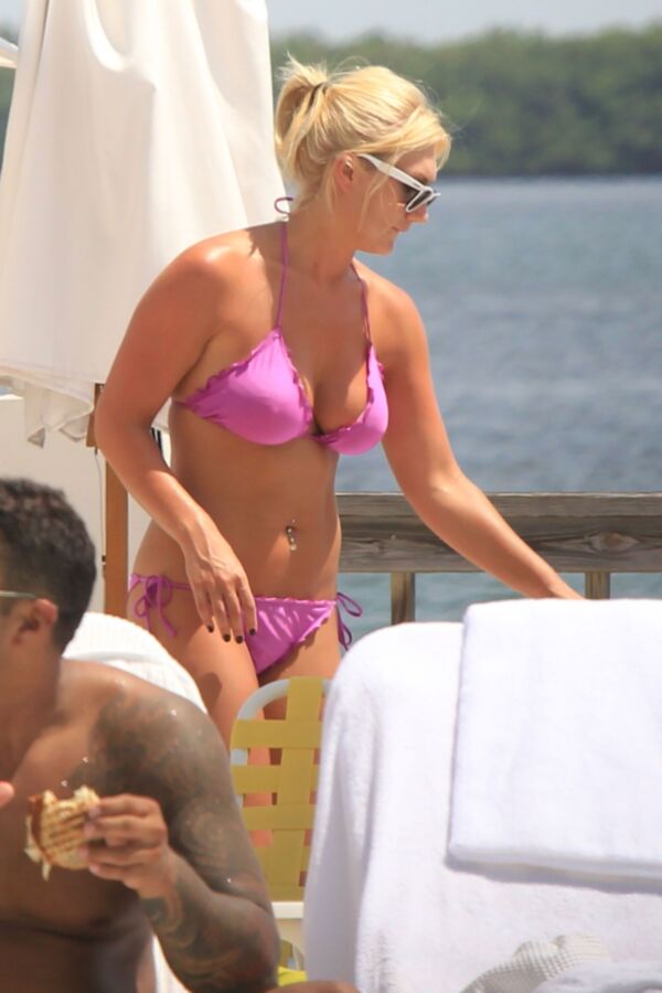 Free porn pics of Brooke Hogan- Busty Blonde Celeb in Hot Pink Bikini Top in Miami 20 of 27 pics