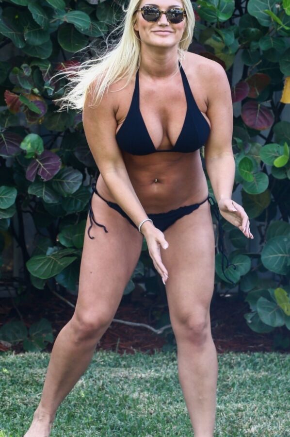 Free porn pics of Brooke Hogan - Busty Babe in Tiny Black Bikini Poolside in Miami 11 of 65 pics