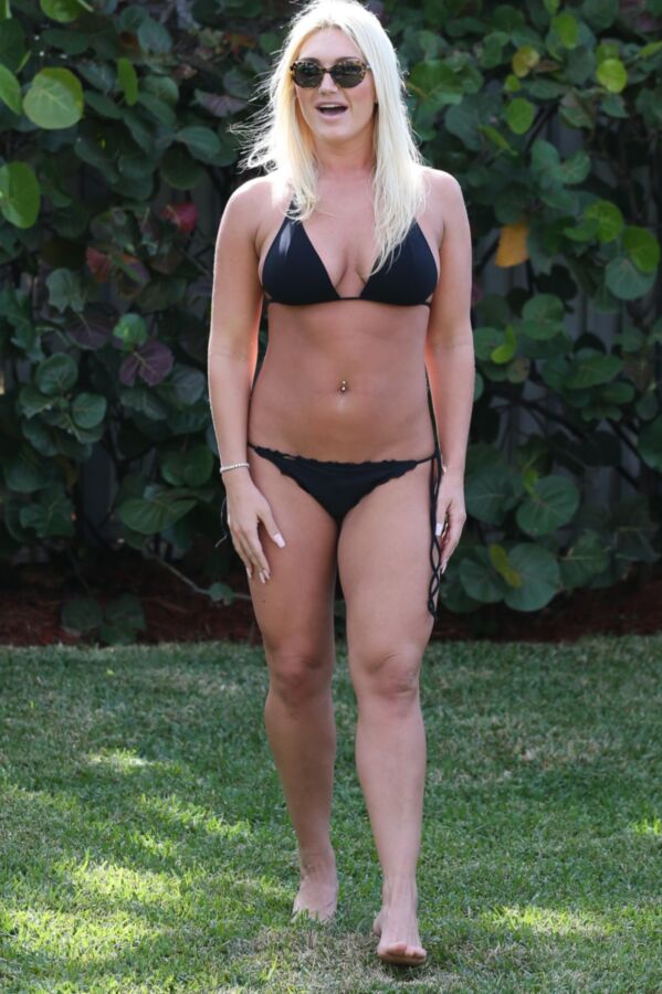 Free porn pics of Brooke Hogan - Busty Babe in Tiny Black Bikini Poolside in Miami 8 of 65 pics