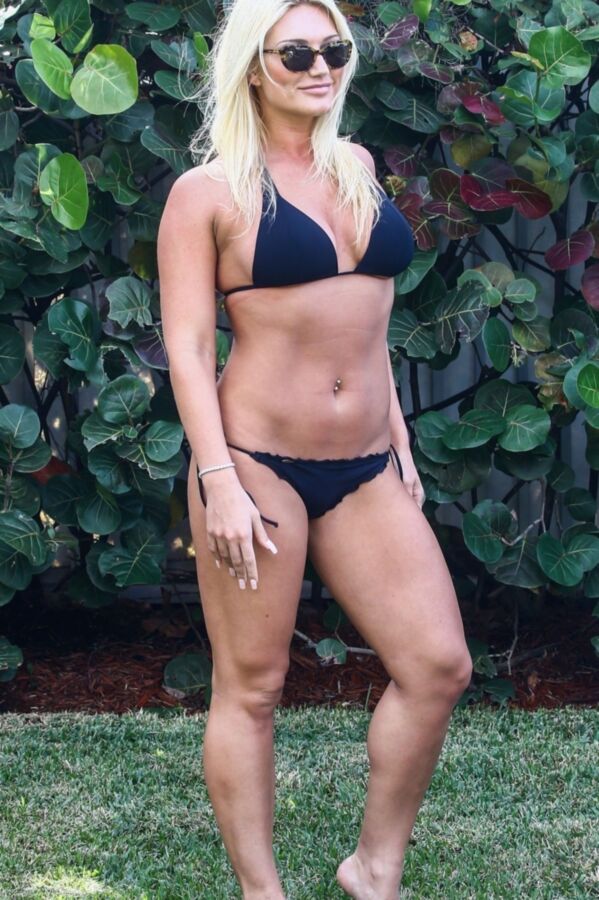 Free porn pics of Brooke Hogan - Busty Babe in Tiny Black Bikini Poolside in Miami 16 of 65 pics